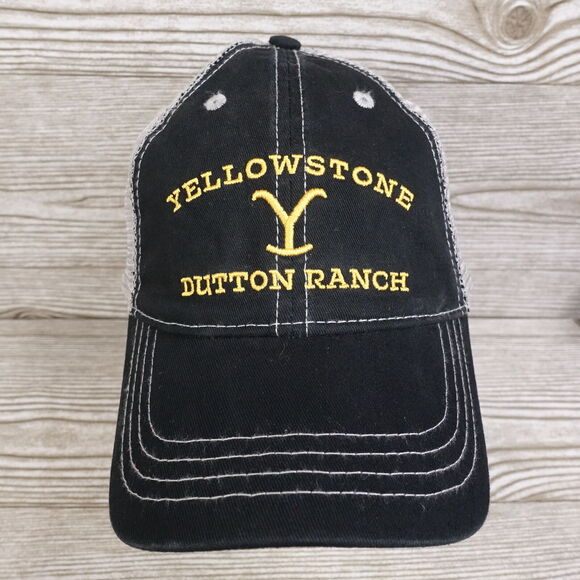 YELLOWSTONE DUTTON RANCH TV SHOW BLACK ADJUSTABLE MESH BASEBALL HAT CAP - Picture 1 of 12